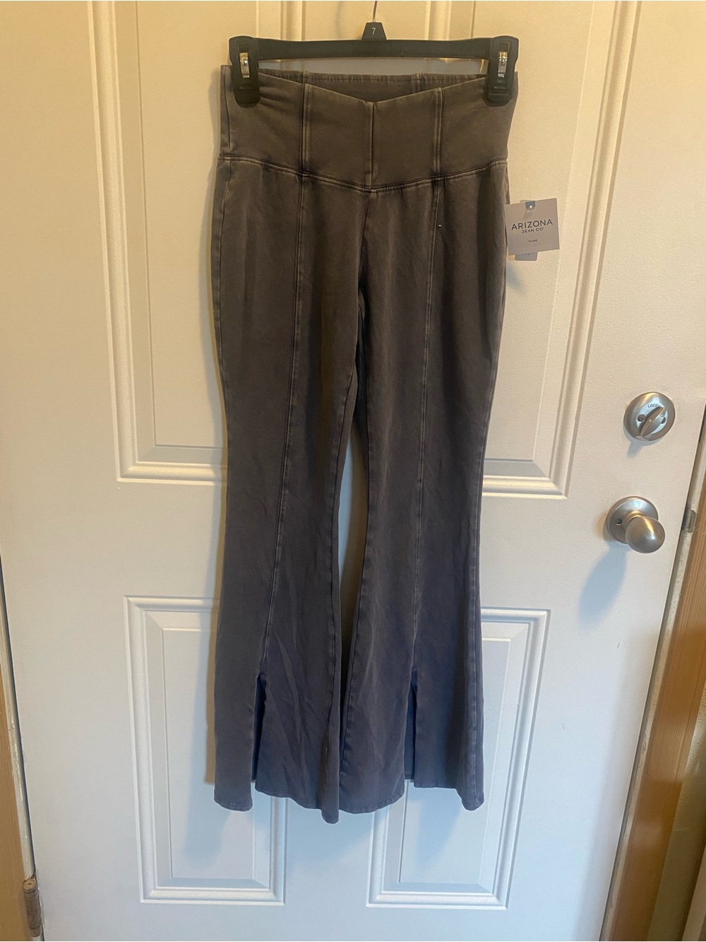 Arizona Jean Company Gray High-Waist Flare Jeans with Front Slits